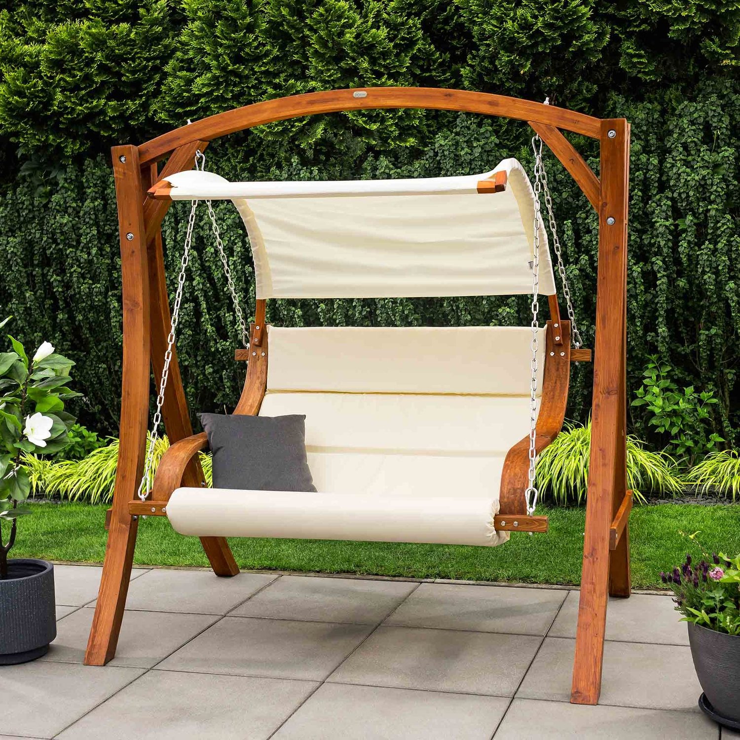 Hollywoodschaukel 2 Sitzer aus Holz PERGIA creme