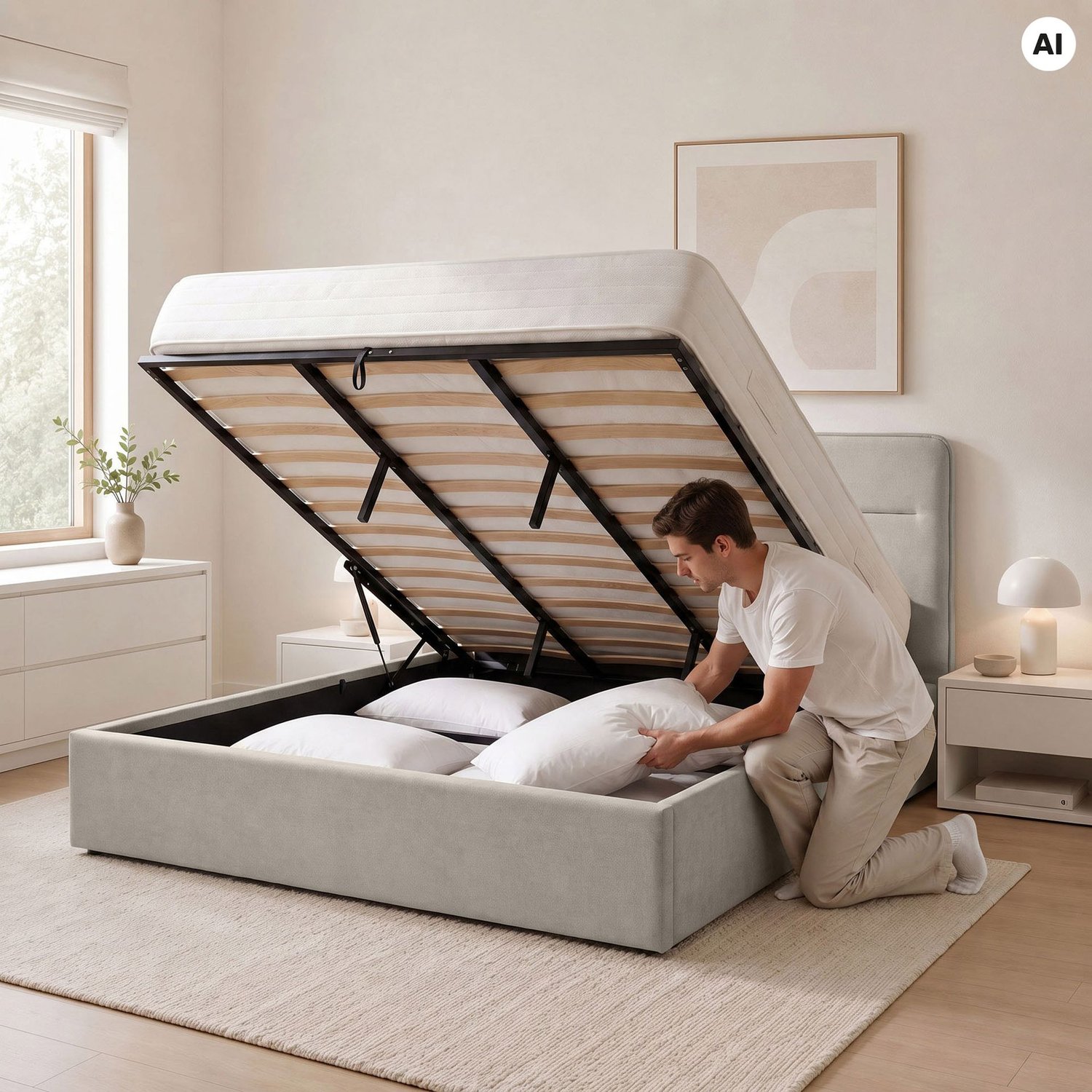 Polsterbett mit Bettkasten Matteo 180 x 200 cm - beige_3