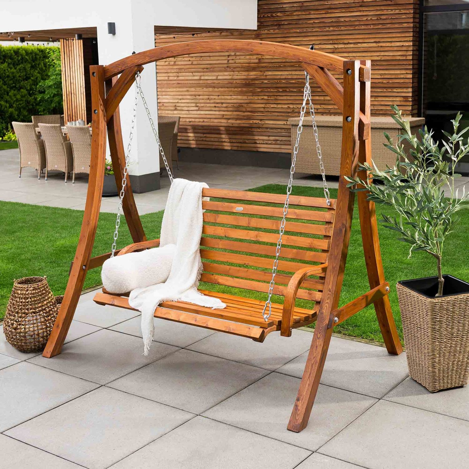 Hollywoodschaukel 2 Sitzer aus Holz GRINO