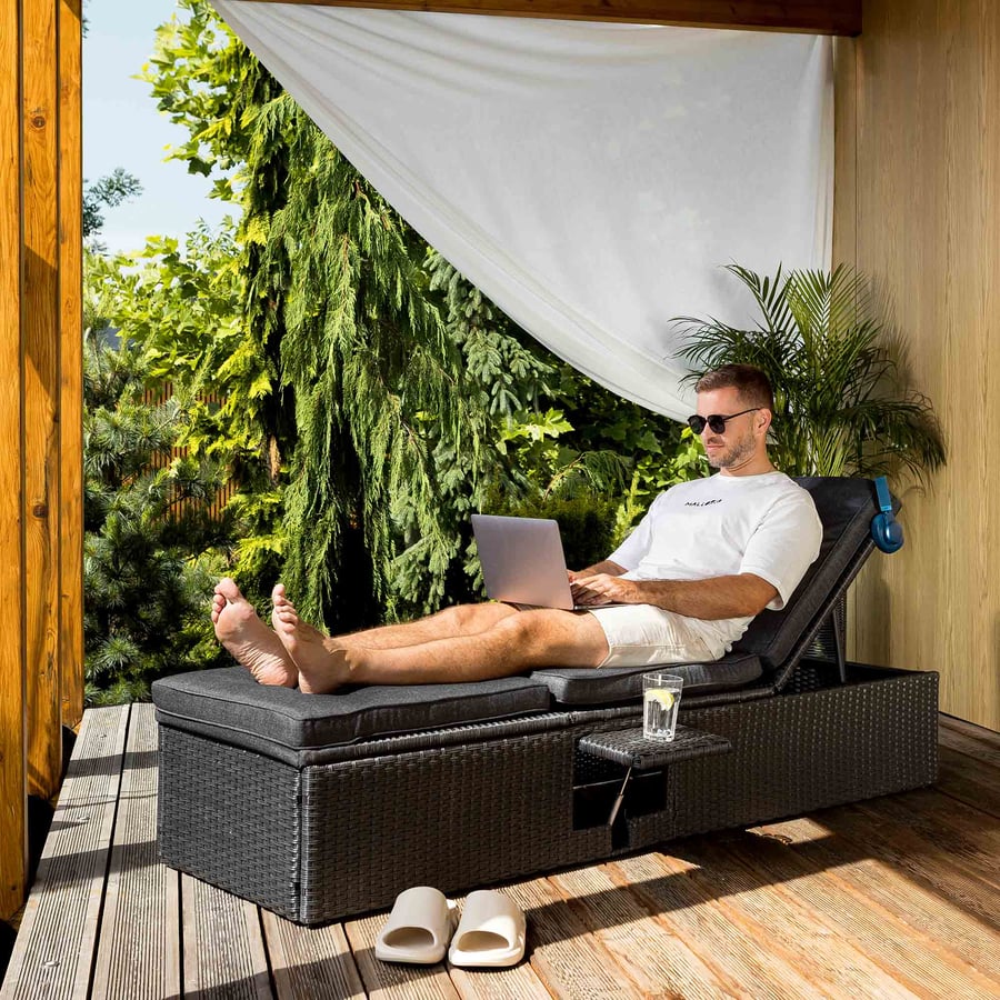 Leżak ogrodowy rattanowy ASCO D - 1