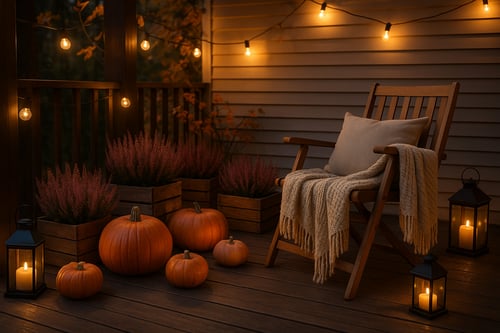 Podzimní dekorace na terasu a balkon: nápady plné barev a pohody
