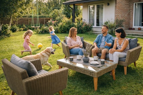 Rodinná zahrada: nábytek a materiály, které zvládnou děti i domácí mazlíčky