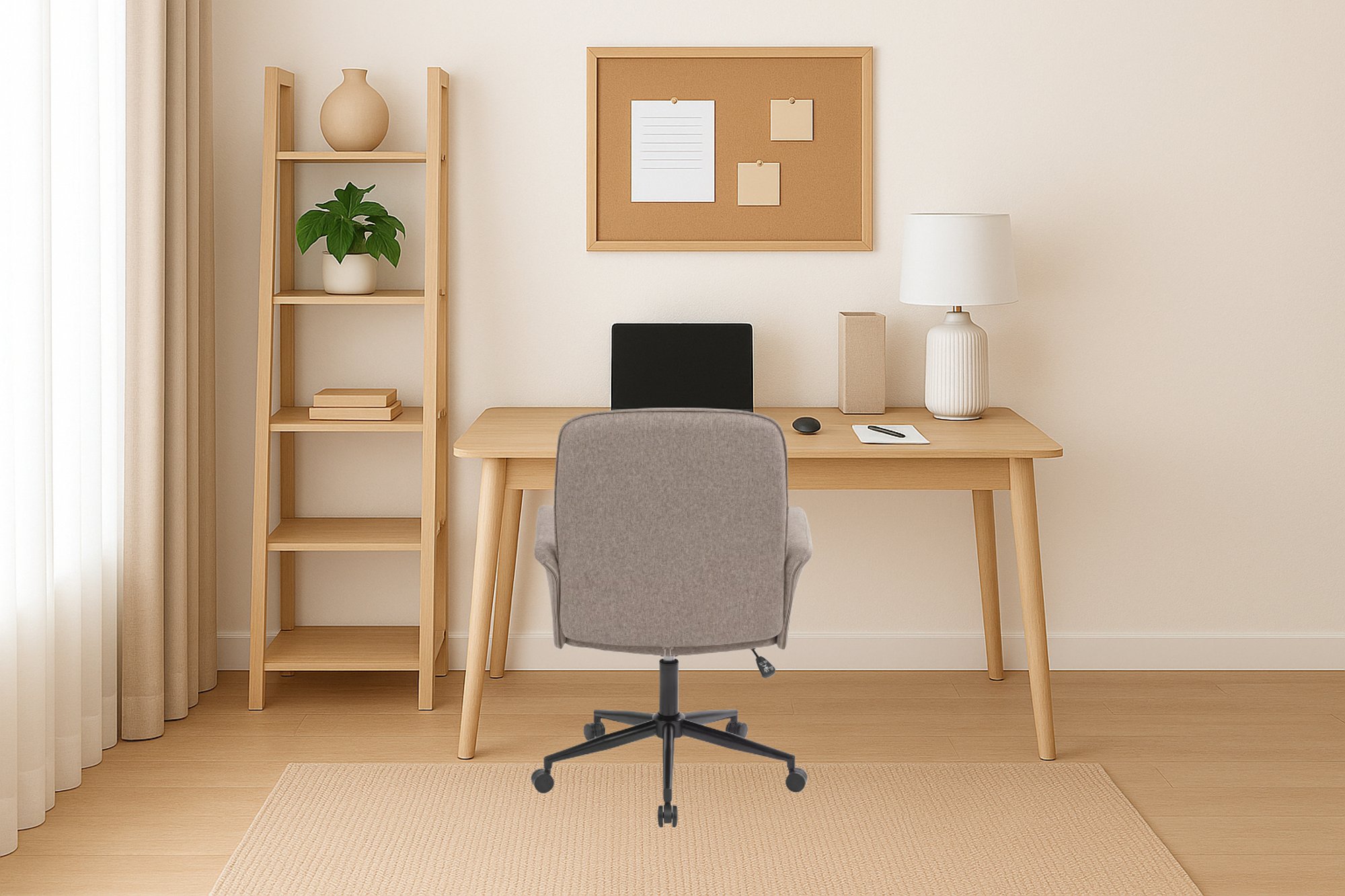 Látková kancelářská židle Parmo stojí na kovové základně v elegantním matném provedení. 