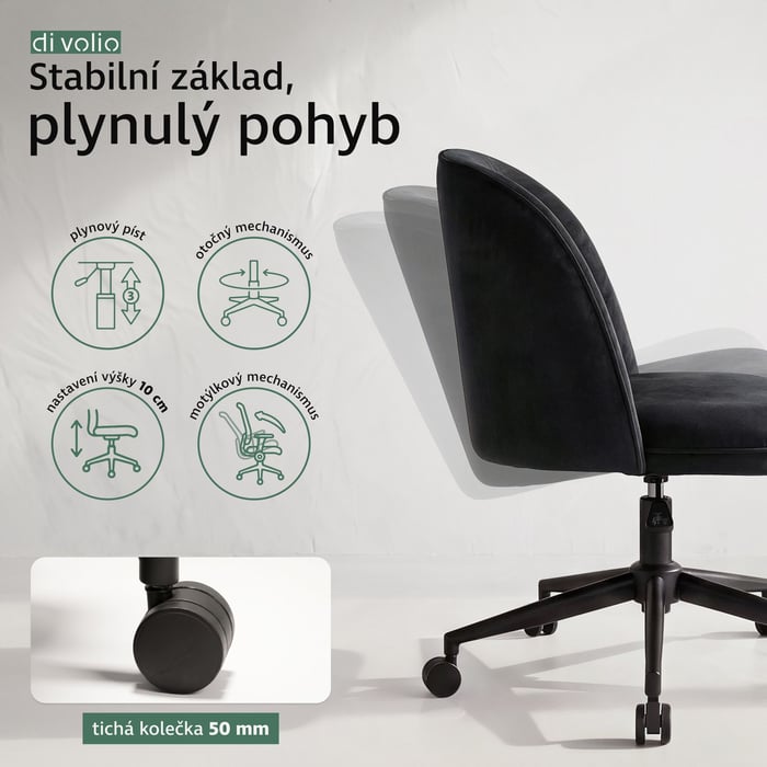 Jistota pohybu začíná u základny: kovová černá matná báze o průměru 320 mm