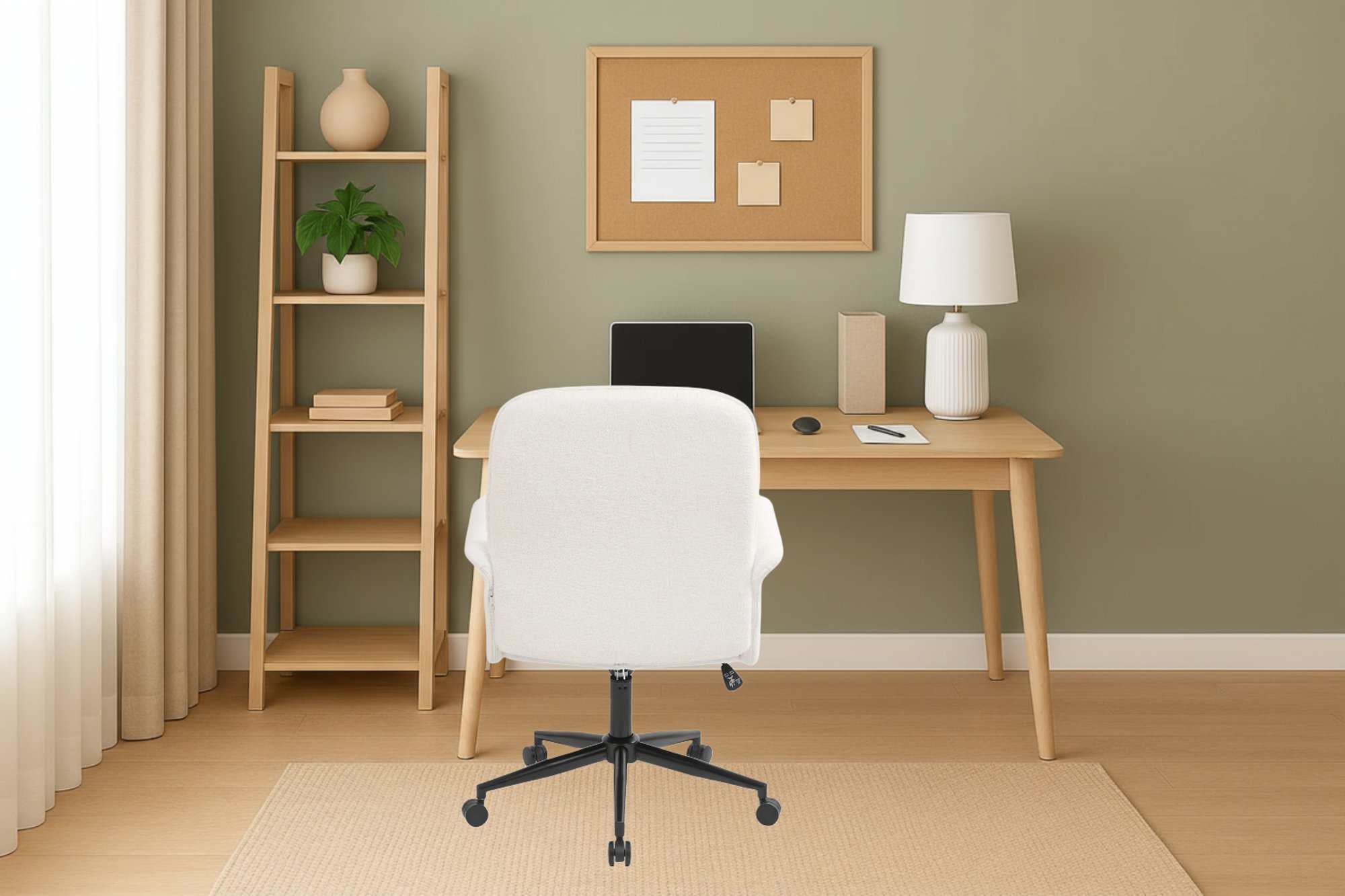 Látková kancelářská židle Parmo stojí na kovové základně v elegantním matném provedení.