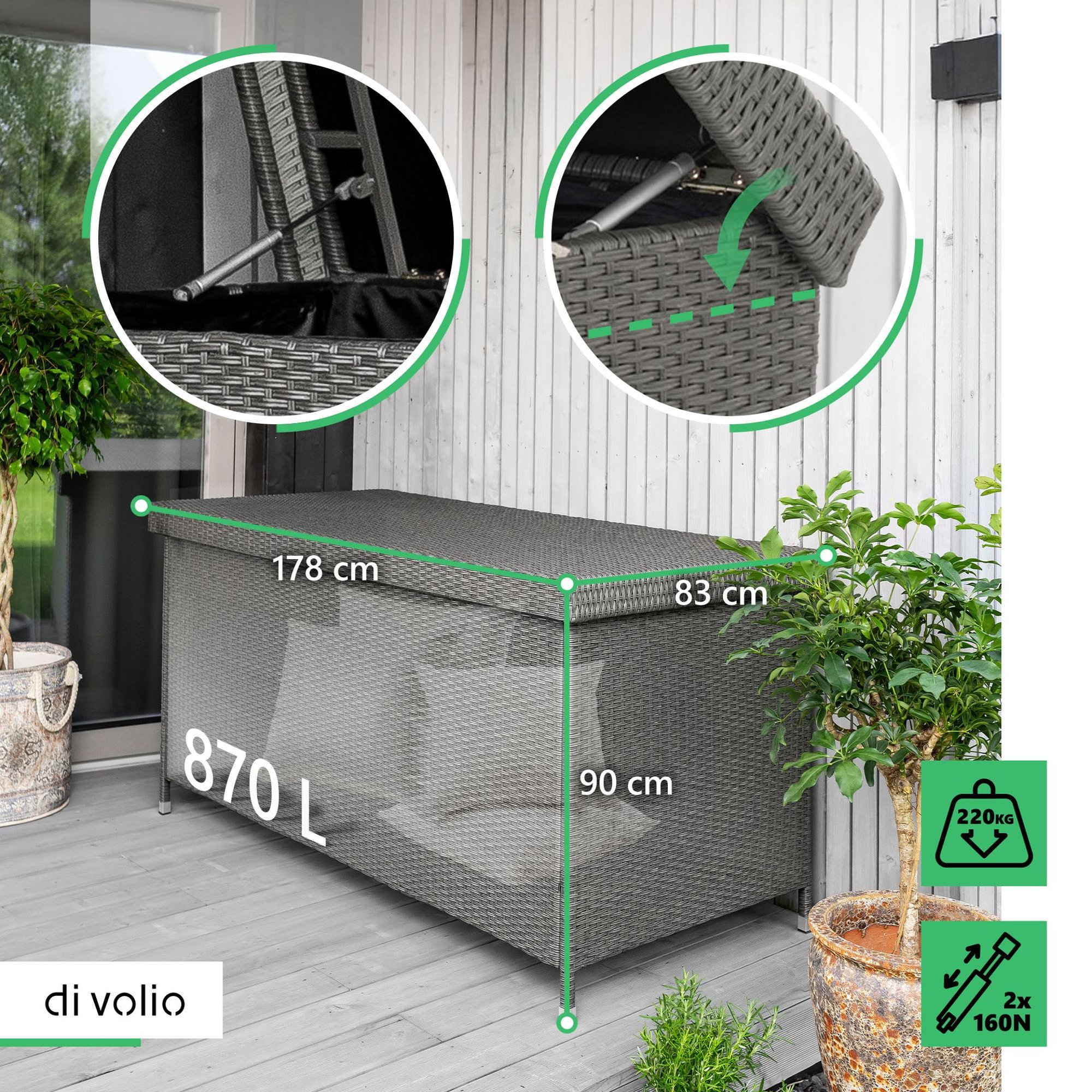 Zahradní box Belia s objemem 870 litrů vám umožní uložit větší předměty a příslušenství