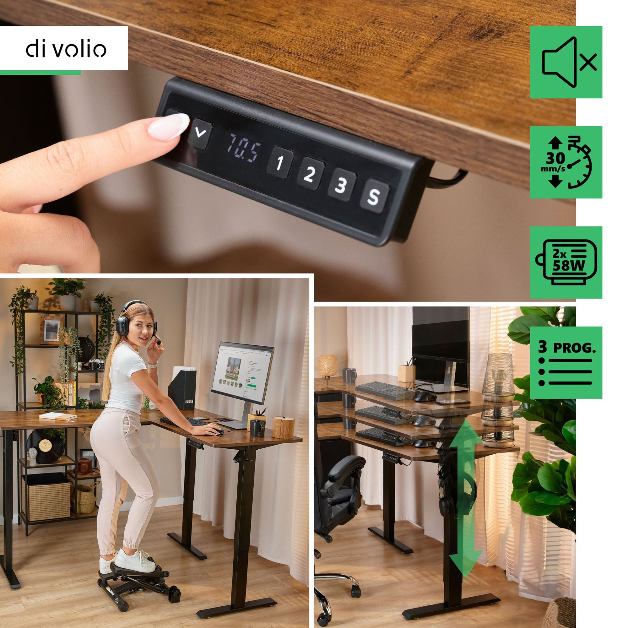 Stůl Montaro je vybaven moderním ovládacím panelem s možností