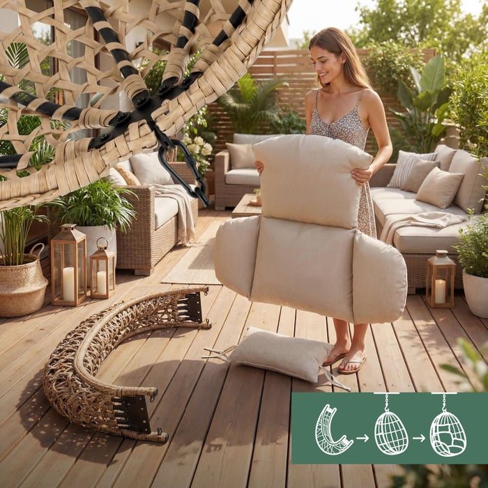 Hängessel aus Rattan – die Verbindung aus langlebigen Materialien und hoher Belastbarkeit