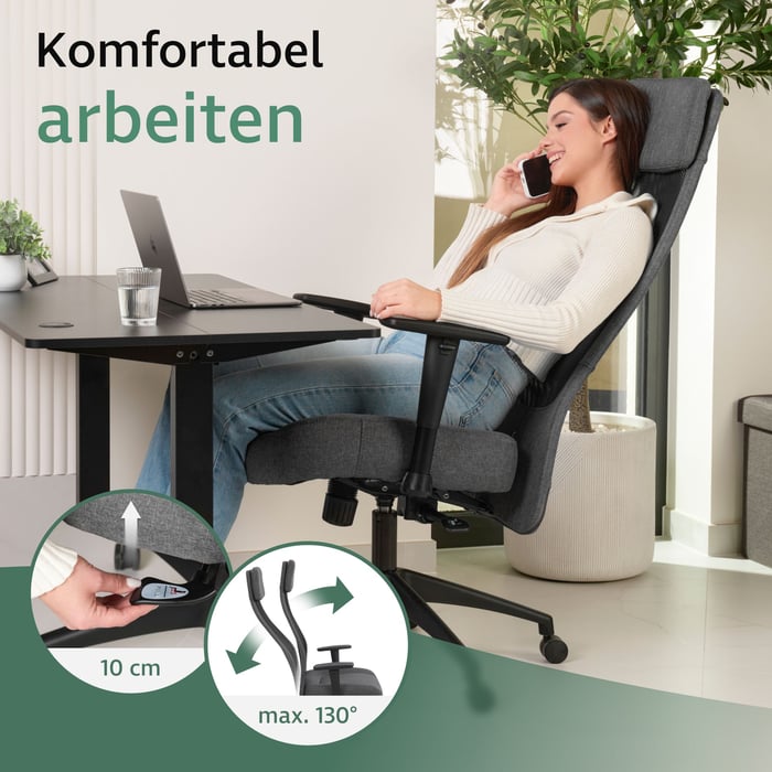 Bequemes Arbeiten – mit Neigungsverstellung und Wippfunktion