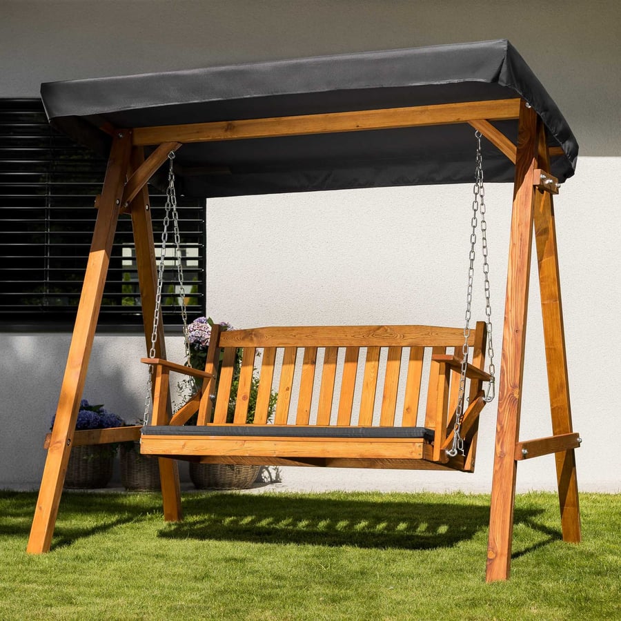 Hollywoodschaukel 2 Sitzer aus Holz MOLIA - Grau