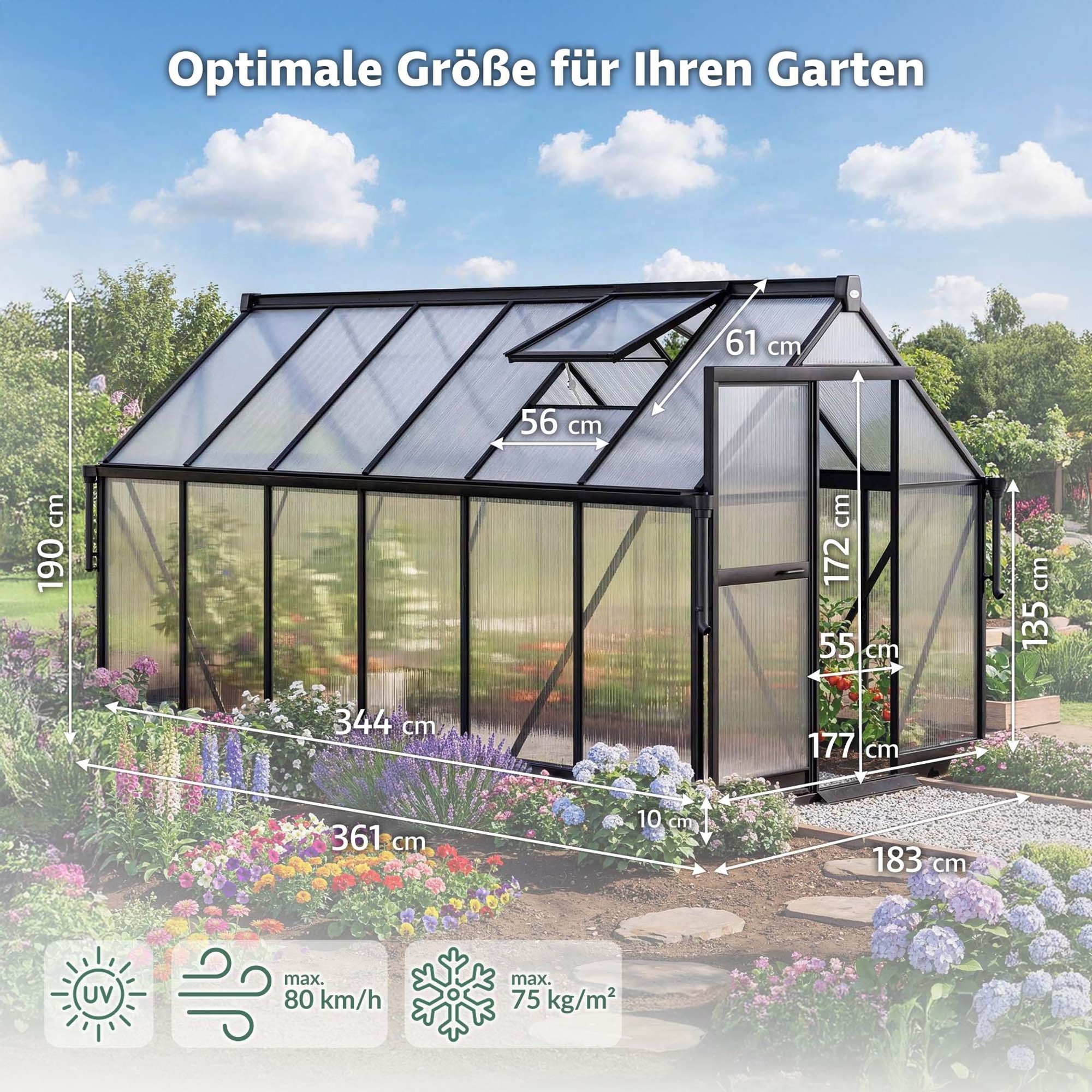 Geräumiges Gewächshaus für den täglichen Anbau