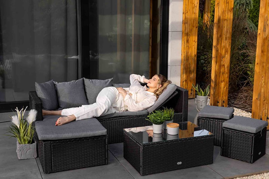 Gartenmöbelset Bologna schwarz/ - 1