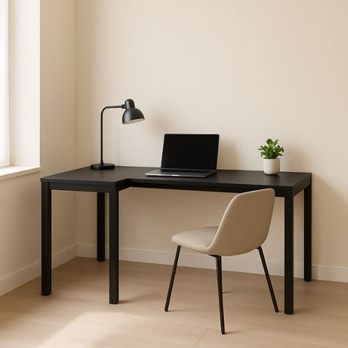 schwarzer eckschreibtisch im minimalistischen stil