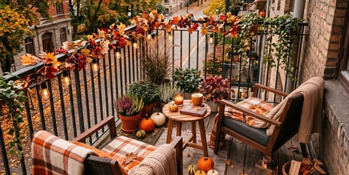 Balkon herbstlich gestalten: So machen Sie es sich draußen gemütlich