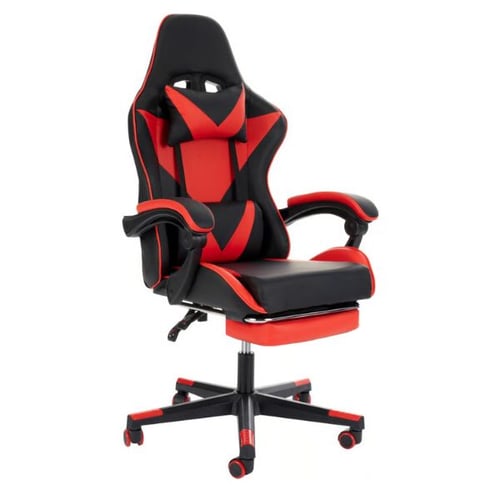 Ergonomischer Gamingstuhl von di volio im Test in Schwarz-Rot mit Fußstütze und verstellbarer Rückenlehne