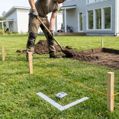Einfache Terrasse auf Rasen bauen – Fläche vorbereiten