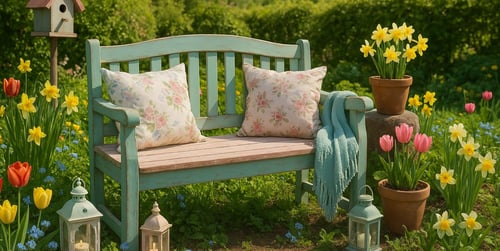 Wie kann man alte Gartenbank dekorieren?