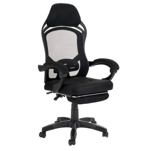 Schwarzer Gamingstuhl Sport von di volio im Test mit Netzrückenlehne und gepolsterter Sitzfläche