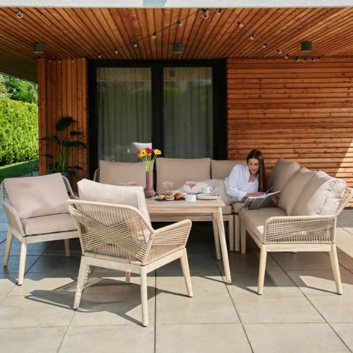 di volio Gartenmöbel Lounge-Set in Beige auf Terrasse