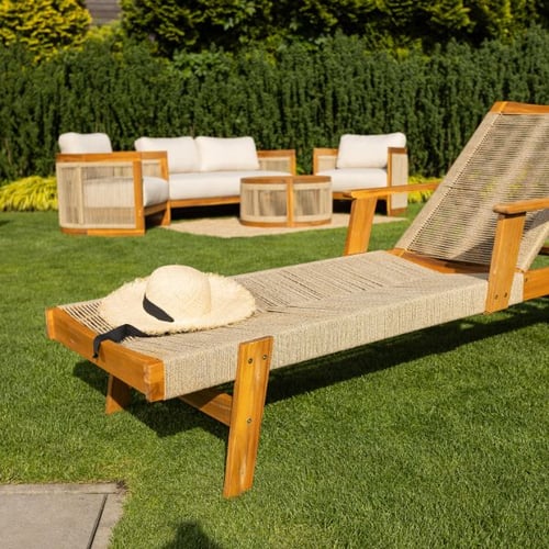 di volio Sonnenliege und Lounge-Set aus Holz und Seil im mediterranen Garten