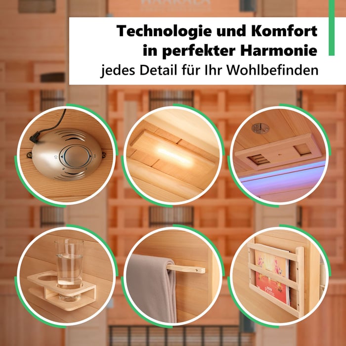 Umfangreiche Ausstattung von Infrarotkabine Loimaa IV