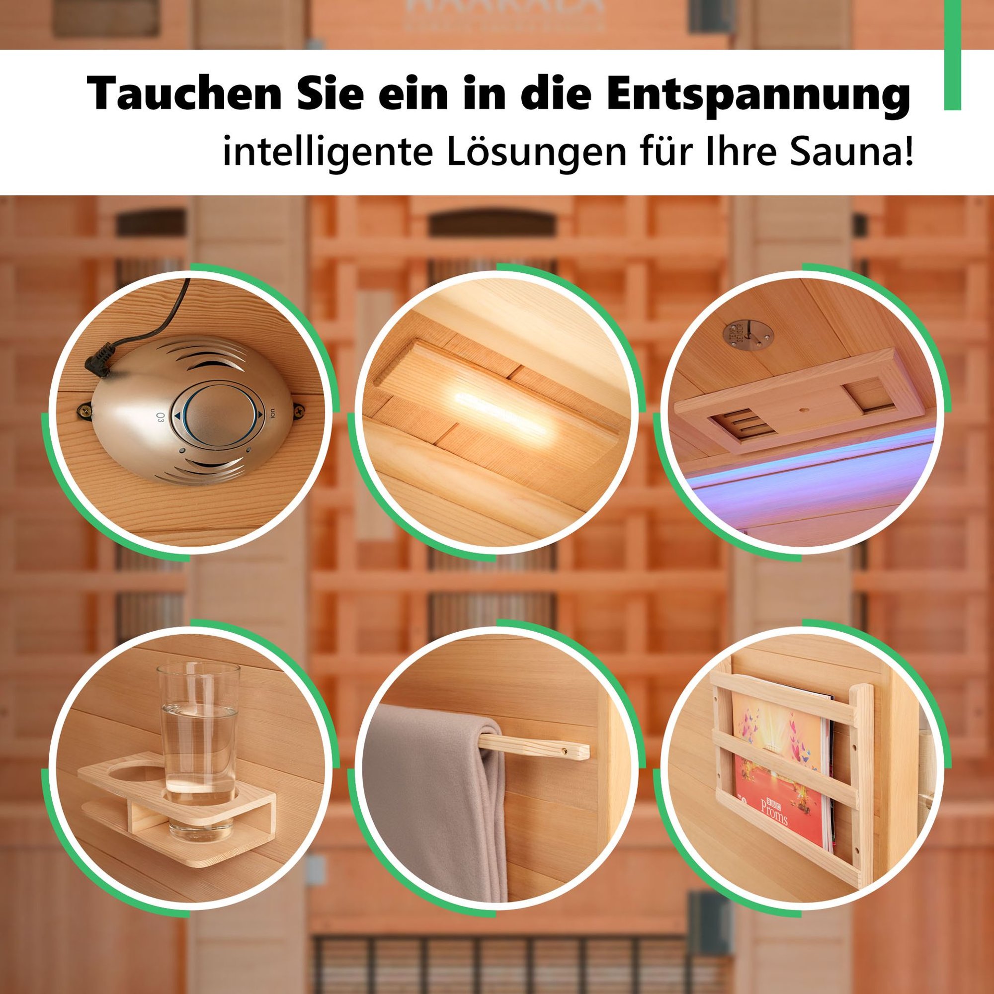 Umfangreiche Ausstattung von Infrarotkabine Loimaa I