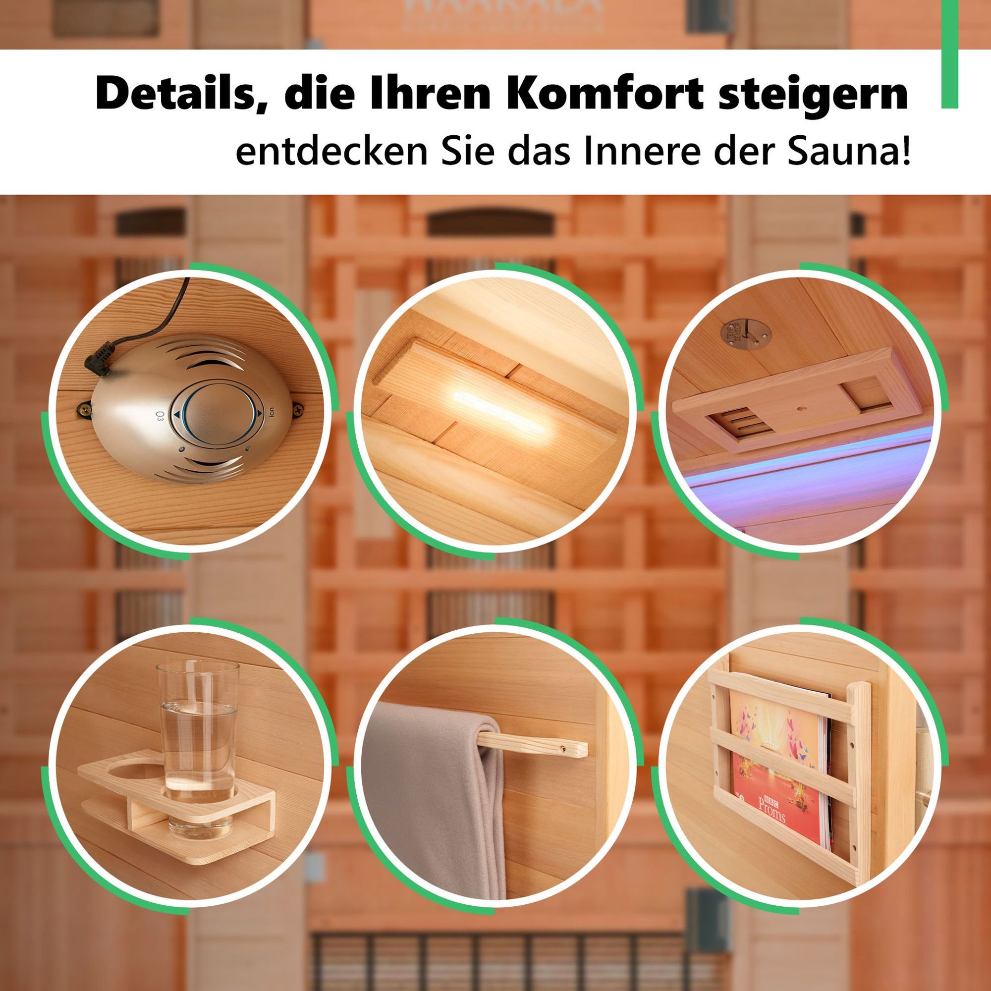 Umfangreiche Ausstattung von Infrarotkabine Loimaa II