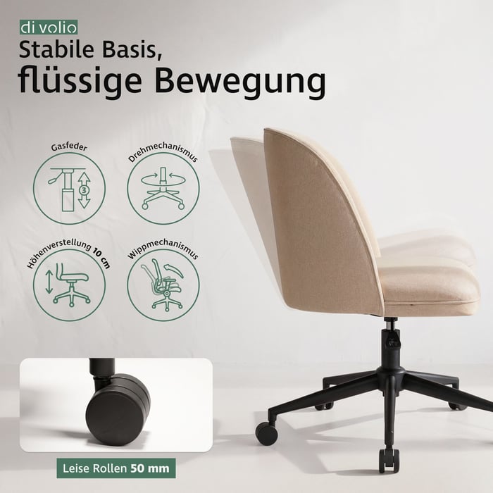 Bürostuhl Fano beige-Stabiler Stand, sanfte Bewegung