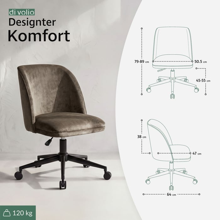 Bürostuhl Fano DV-128OC braun-Moderner Bürostuhl mit einer Note Klassik