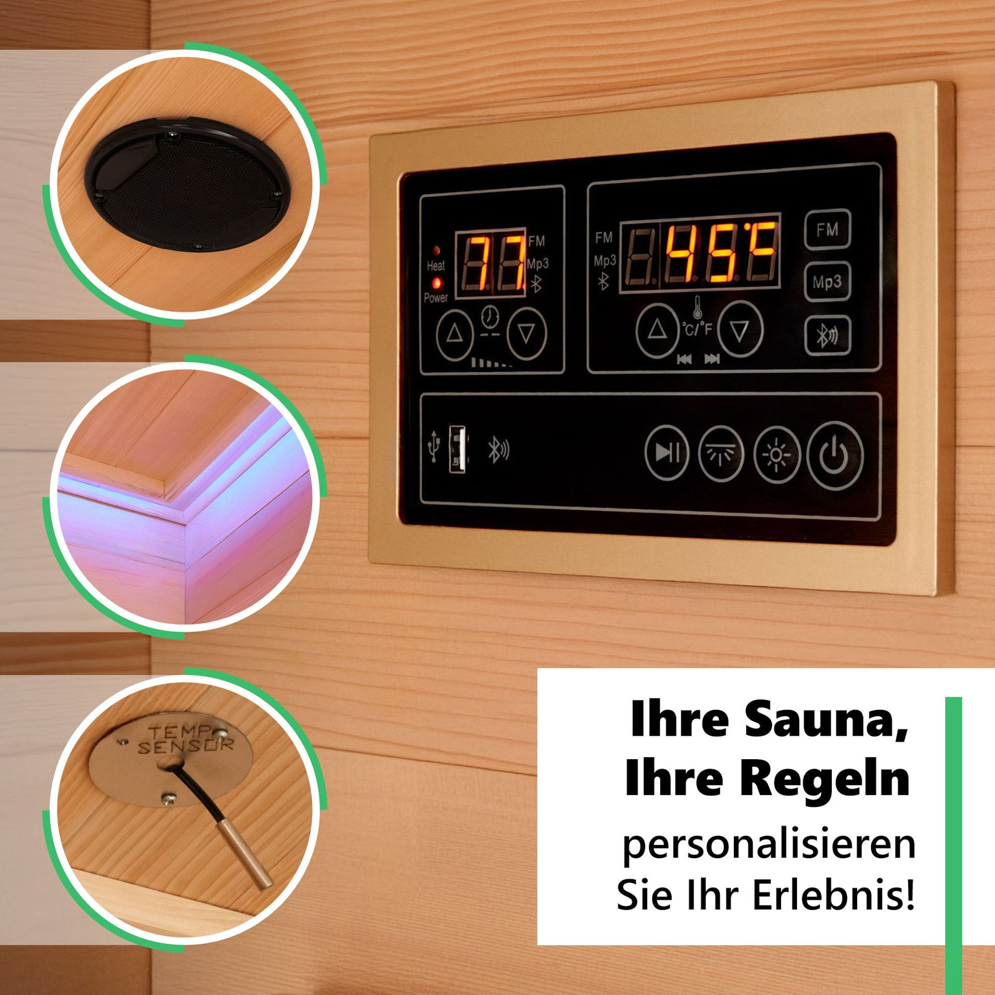 Solide gefertigt — sicherer Saunabesuch