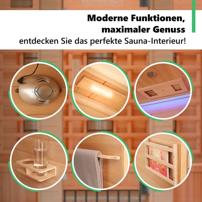 Umfangreiche Ausstattung von Infrarotkabine Loimaa III