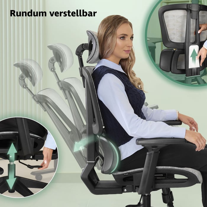 Hohe Ergonomie – verstellbare Rückenlehne und beweglicher Sitz