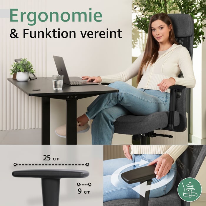 Ergonomische Unterstützung für Arme und Schultern