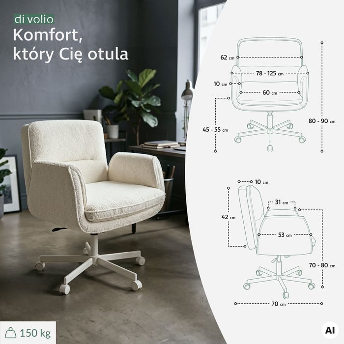Fotel biurowy Belago beżowy udowadnia, że domowe biuro może być jednocześnie ultrawygodne i stylowe