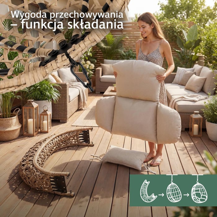 Kosz do zawieszenia Telario brązowy wyposażony w system składania.