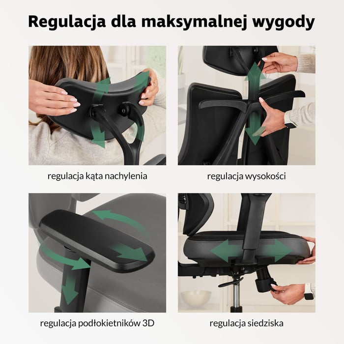 Fotel obrotowy Loano wyposażono w wiele opcji personalizacji ustawień