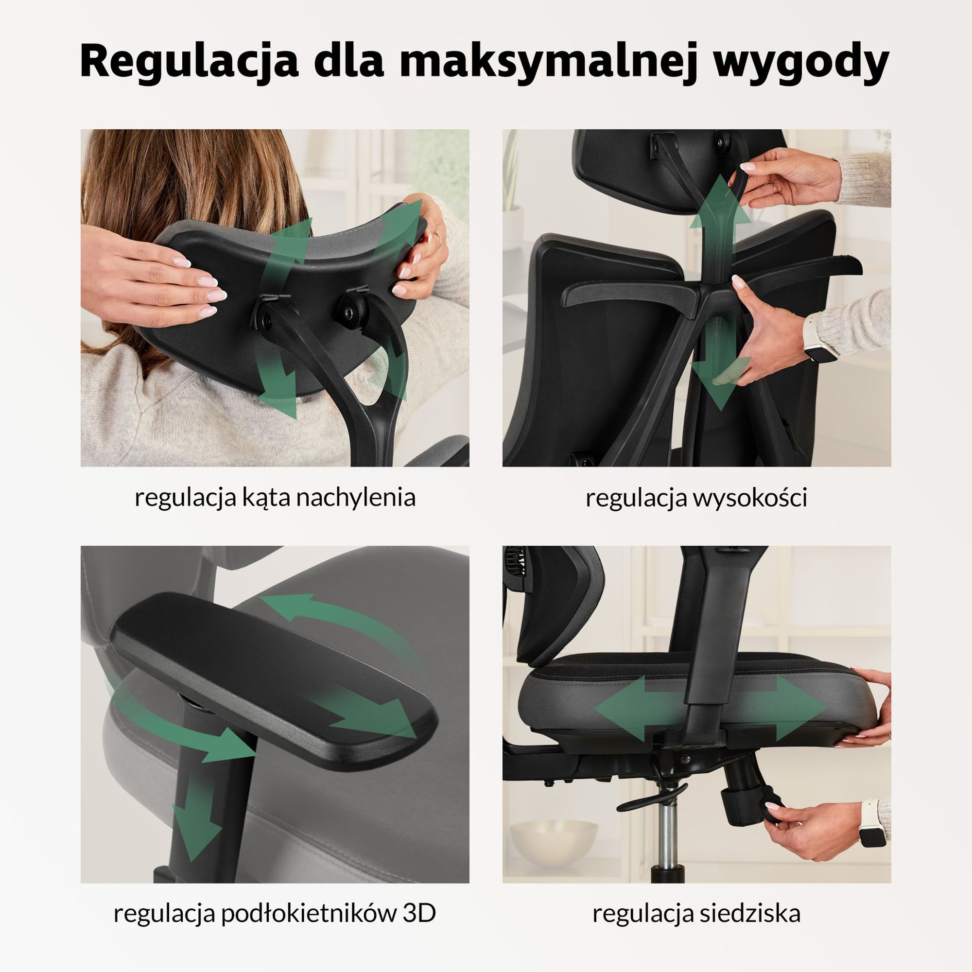 Fotel obrotowy Loano wyposażono w wiele opcji personalizacji ustawień