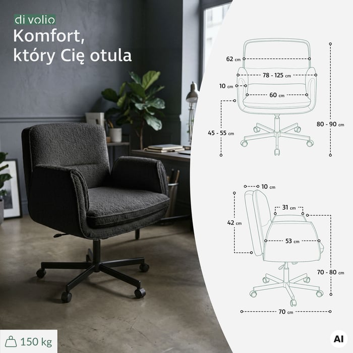 Fotel biurowy Belago czarny udowadnia, że domowe biuro może być jednocześnie ultrawygodne i stylowe