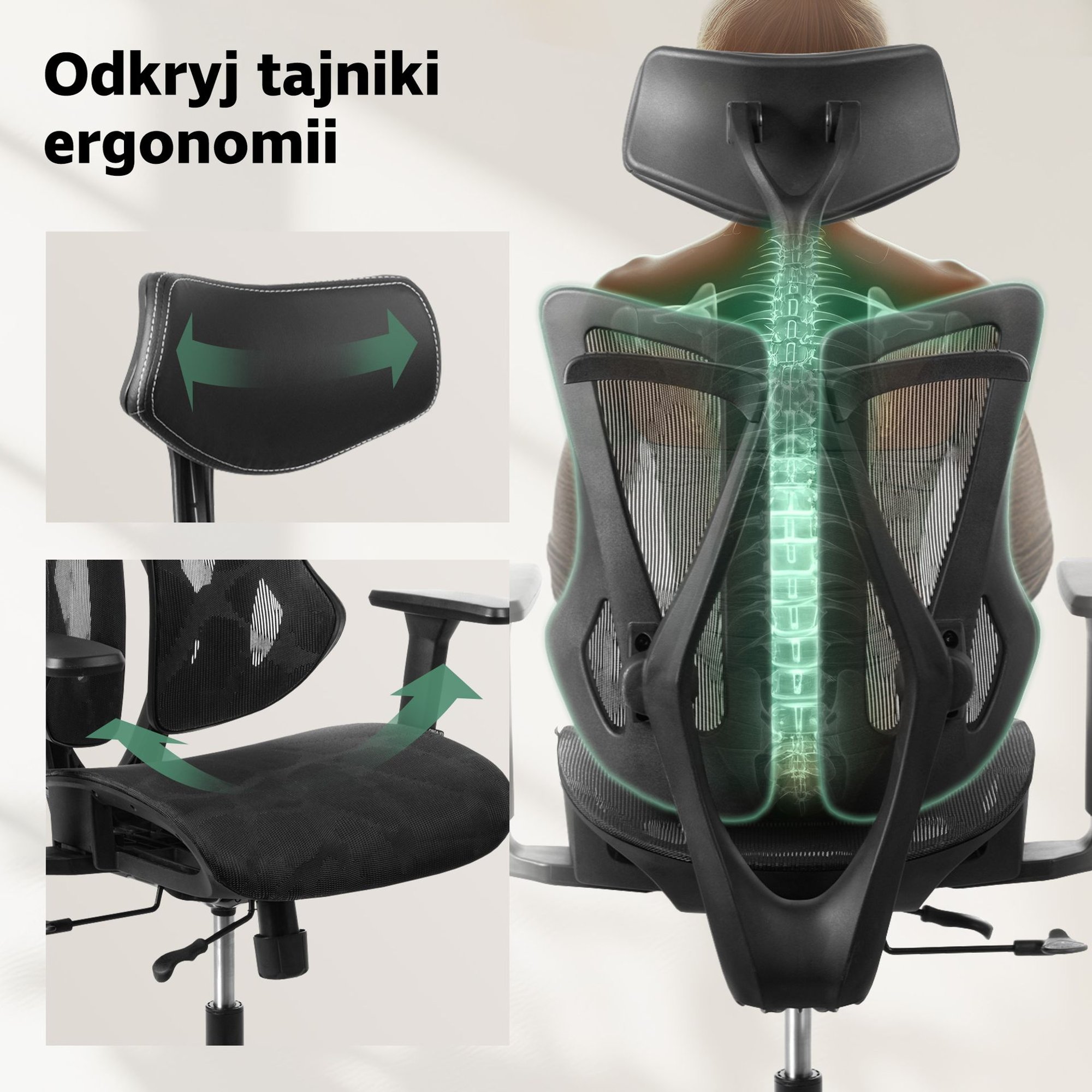 Fotel biurowy Naxes to ergonomiczne rozwiązanie zaprojektowane z myślą o zdrowiu kręgosłupa i komforcie podczas pracy