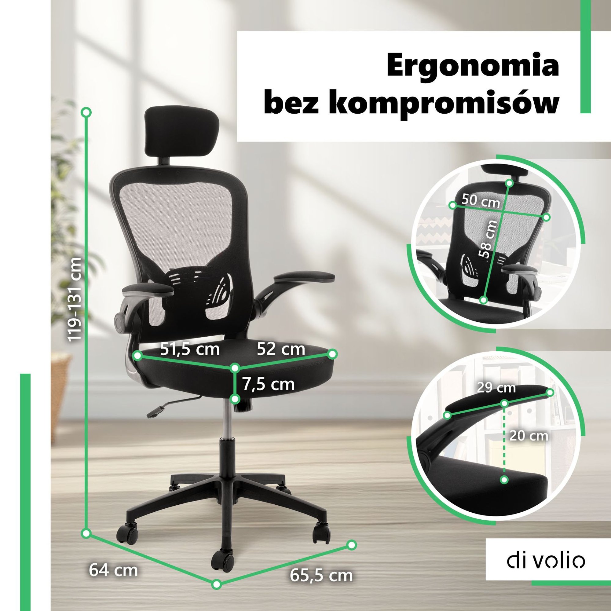 Fotel Praso oferuje idealnie dopasowane wymiary, które zapewniają wygodę każdemu użytkownikowi.