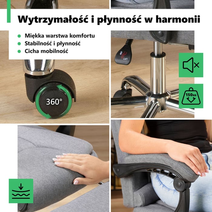 Fotel biurowy Baldo sprosta wymaganiom każdego użytkownika dzięki swojej&nbsp;wytrzymałości&nbsp;na obciążenie do 150 kg