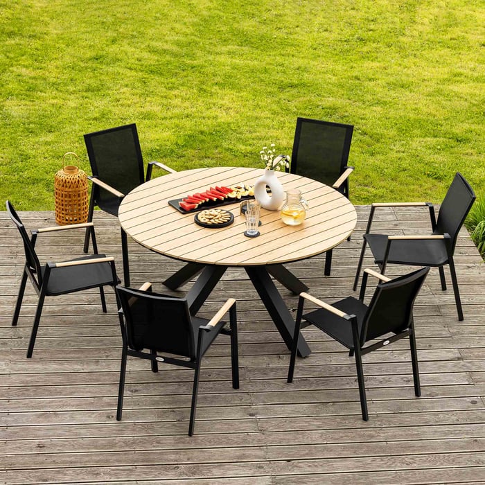 Aluminiowa konstrukcja stół okrągłego Ravello 150 cm beżowego