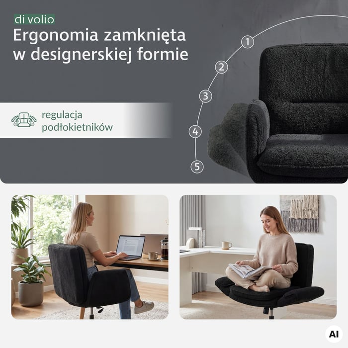 Naturalna swoboda ruchu, która uwalnia kreatywność fotela Belago czarnego