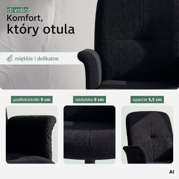 Fotel biurowy Parmo DV-127OC czarny - miękkie krzesło obrotowe