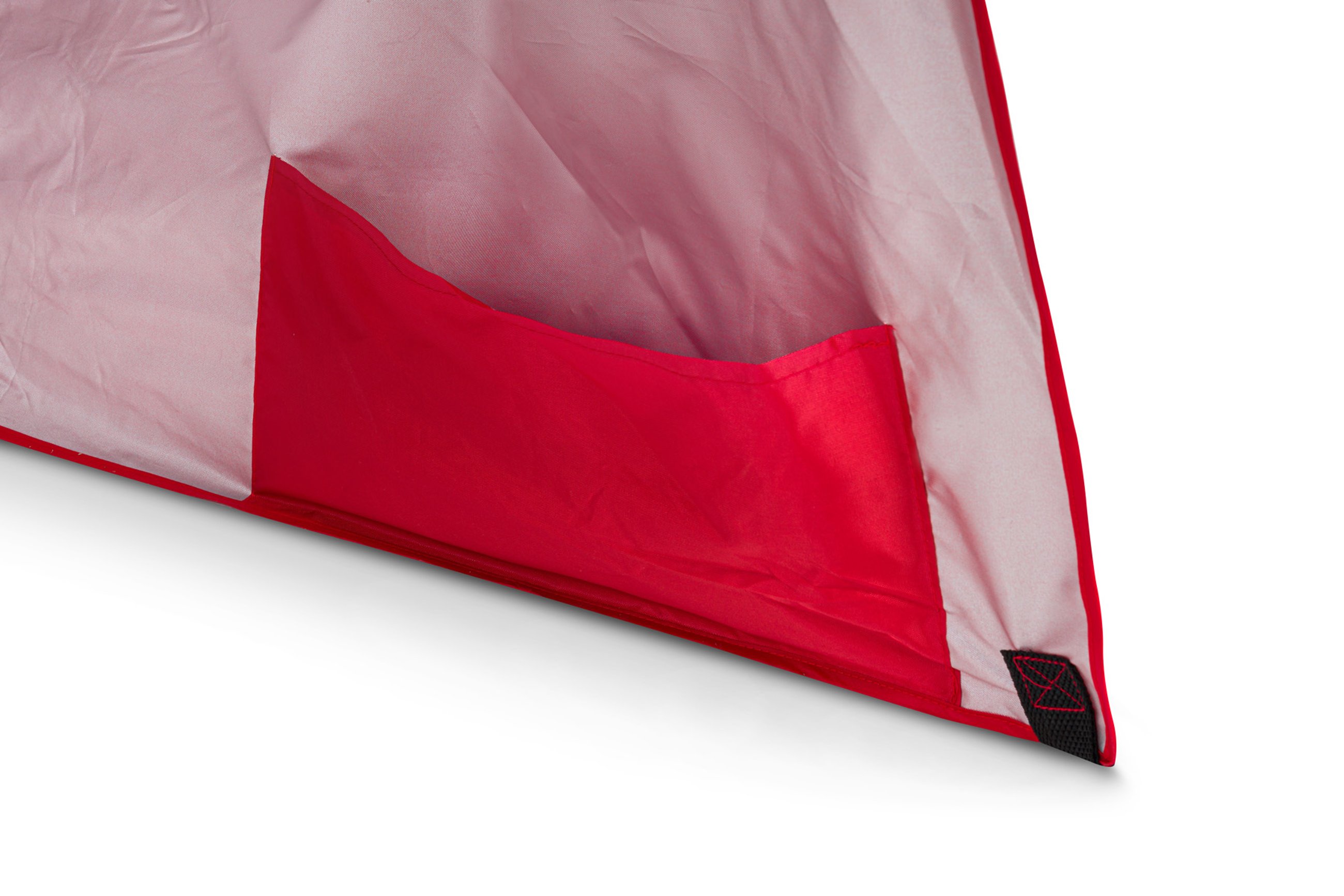 Dzięki specjalnym, rozkładanym osłonom znajdującym się po bokach czaszy parasola Sora czerwona, możesz zamienić go w plażowy parawan-namiot