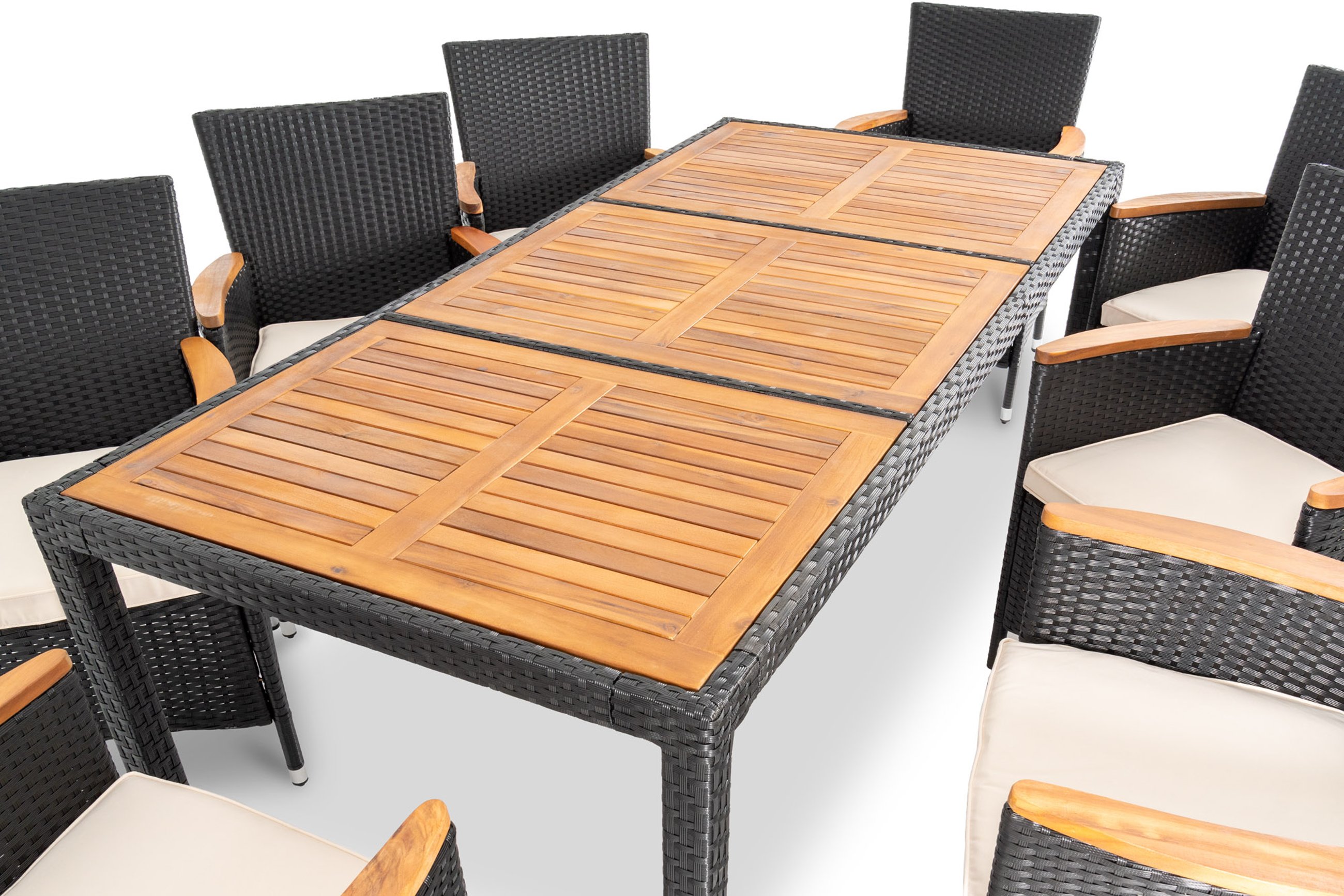 Przestronny stół w Verona czarna 8+1 o stabilnej konstrukcji idealnie sprawdzi się podczas spotkań z przyjaciółmi i rodziną