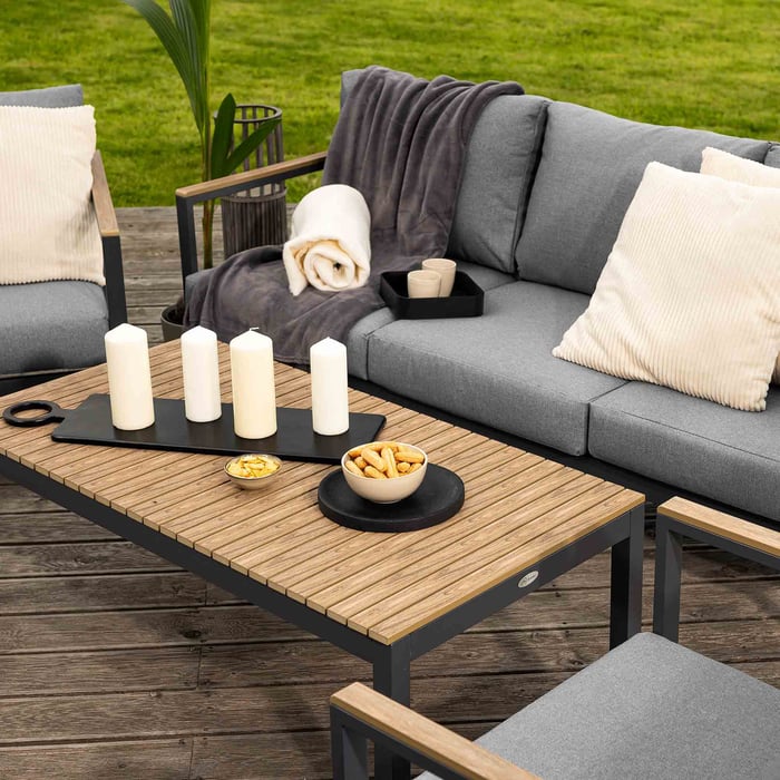 Meble ogrodowe Tivoli ze stolikiem kawowym z przestronnym blatem z nowoczesnego tworzywa polywood
