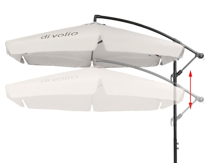 Parasol ogrodowy Empoli kremowy został wyposażony w praktyczne funkcje, ułatwiające jego codzienne użytkowanie.