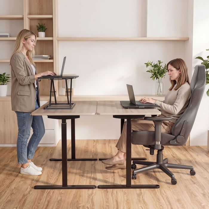 Konwerter biurkowy regulowany DV-192ODC czarny pozwala w kilka chwil zmienić zwykły stół w wygodne stanowisko do pracy