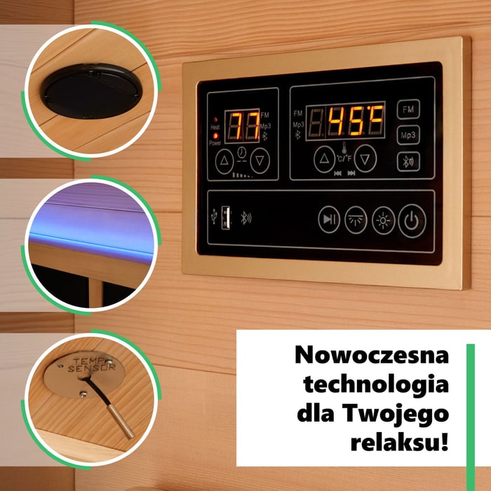 Zaprojektowana z myślą o komforcie, sauna została wykonana z wysokiej jakości cykuty